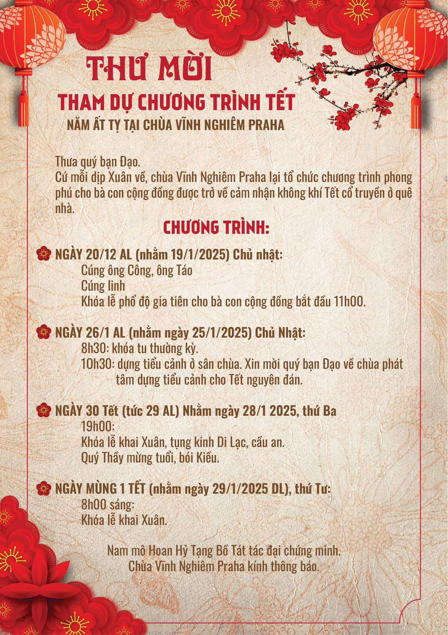 Chương trình Tết Ất Tỵ 2025 tại chùa Vĩnh Nghiêm, Sapa